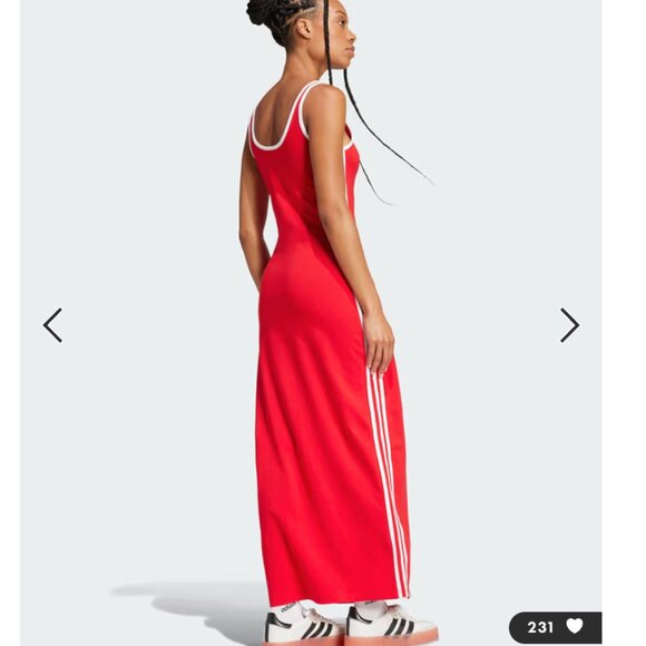 adidas Originals Adicolor 3-stripes tank maxi dress better scarlet / white - med - Picture 2 of 4